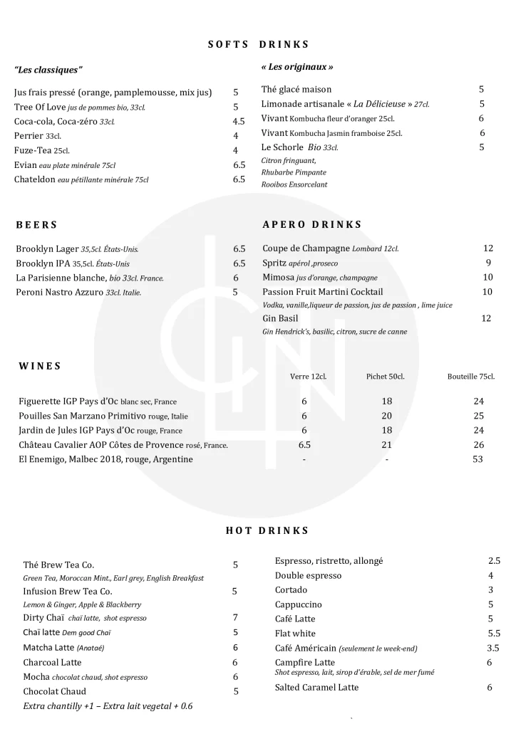 Clint Paris brunch menu