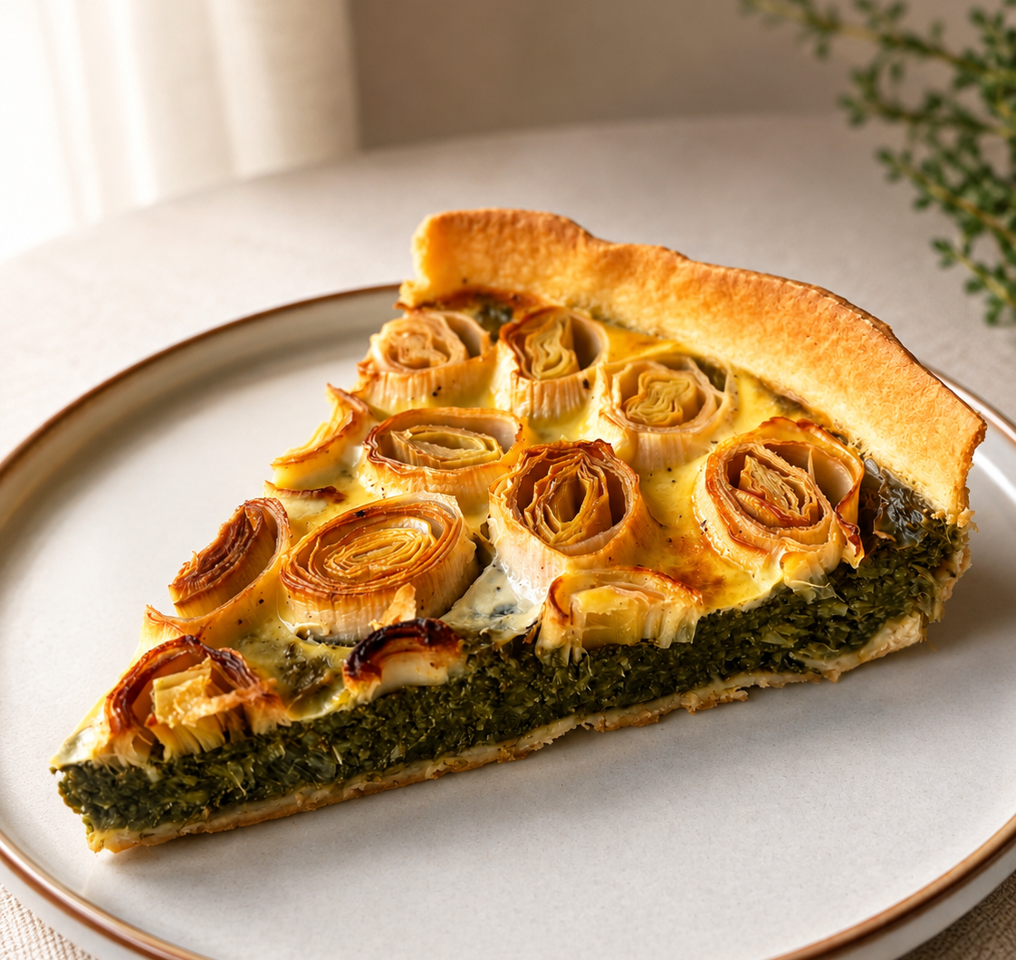 Tarte aux poireaux et épinards 