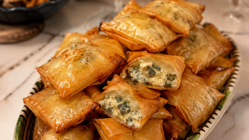 Feuilletés roquefort et fromage de chèvre au sirop d'érable