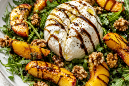 Salade pêche burrata