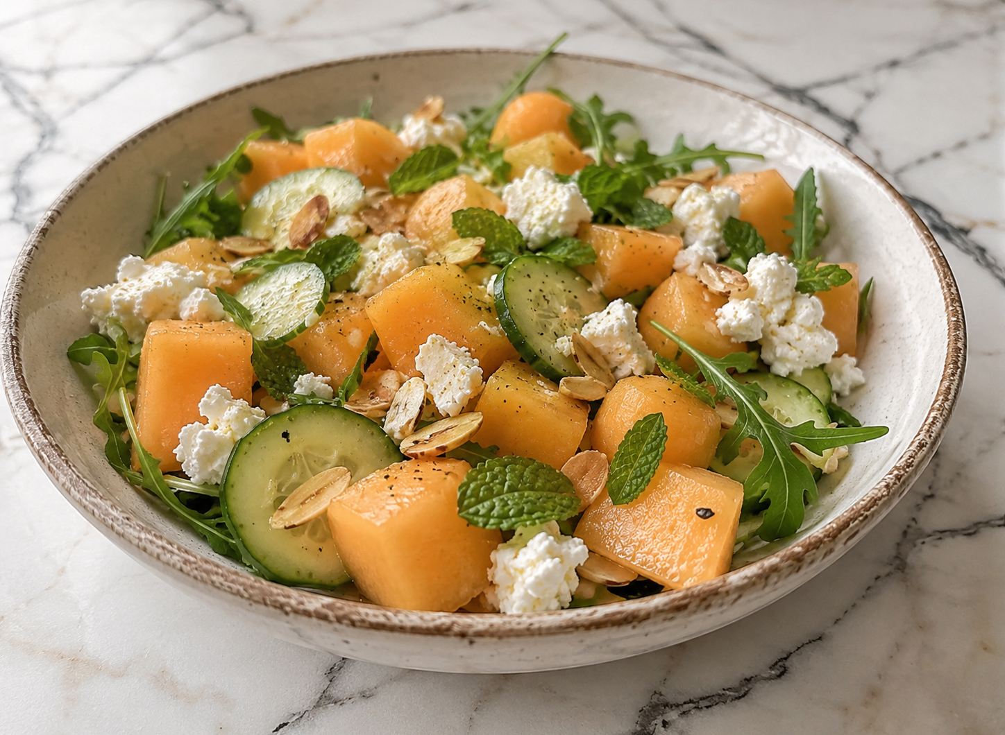 Salade melon feta menthe 