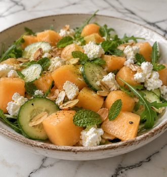 Salade Melon feta menthe