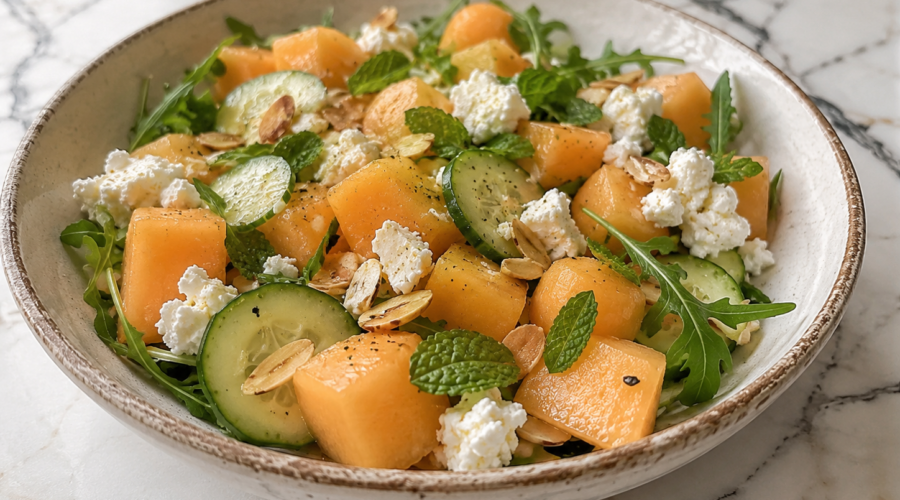 Salade Melon feta menthe